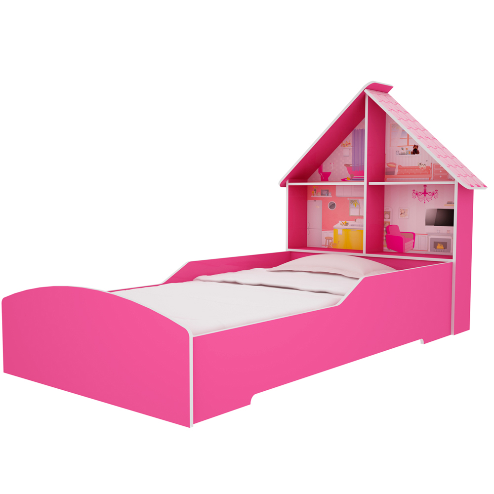 Mini-Cama Infatil Casinha Gelius Proteção Lateral E Cabeceira Casinha - Pink - Pink