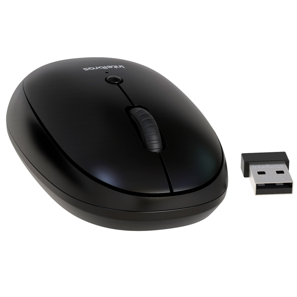 Mouse Sem Fio Intelbras Msi100 Usb 2400Dpi Sensor Óptico 5 Botões Ambidestro - Preto - Bivolt