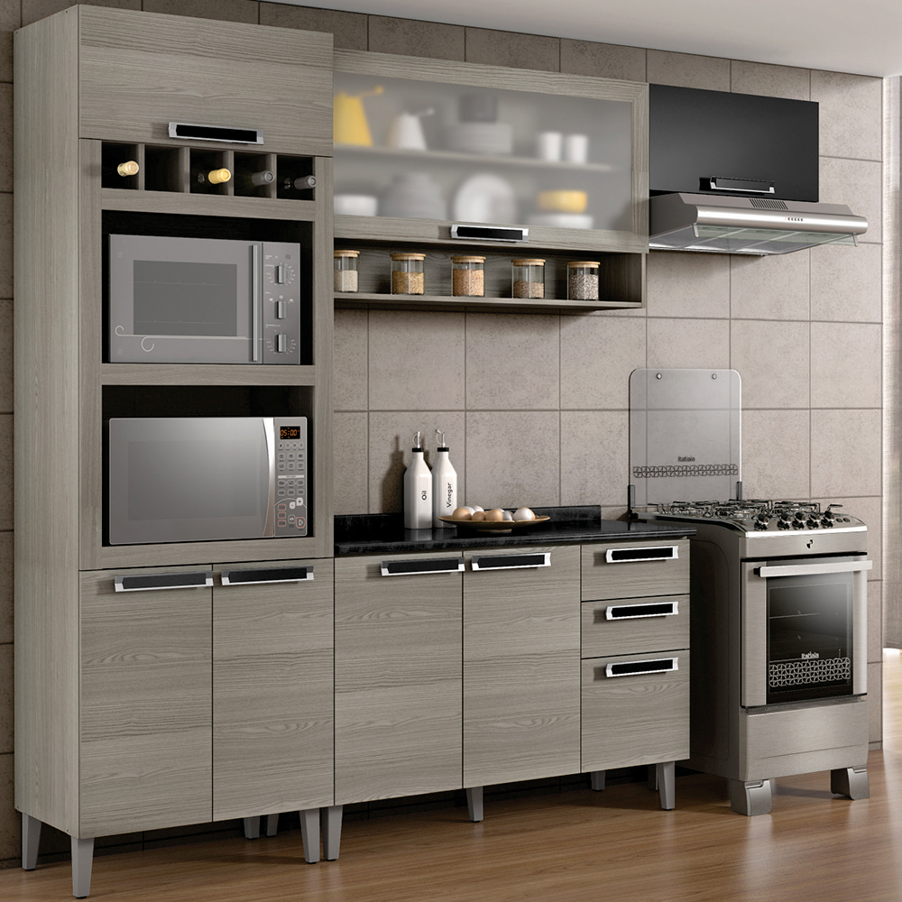Cozinha Modulada 4 Peças 8 Portas 2 Gavetas Jazz Itatiaia