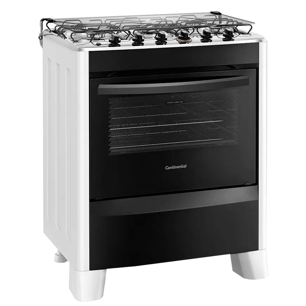 Fogão Continental 5 Bocas Automático Mesa de Inox Forno 91L Menor preço em Fogão Continental 5 Bocas Automático Mesa de Inox Forno 91L