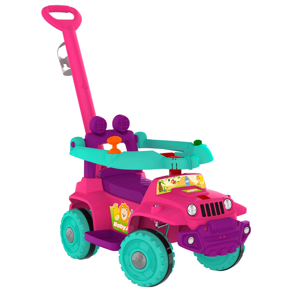 Carro De Passeio A Pedal Infantil Com Função Andador Bandeirante Babyjipe - Rosa