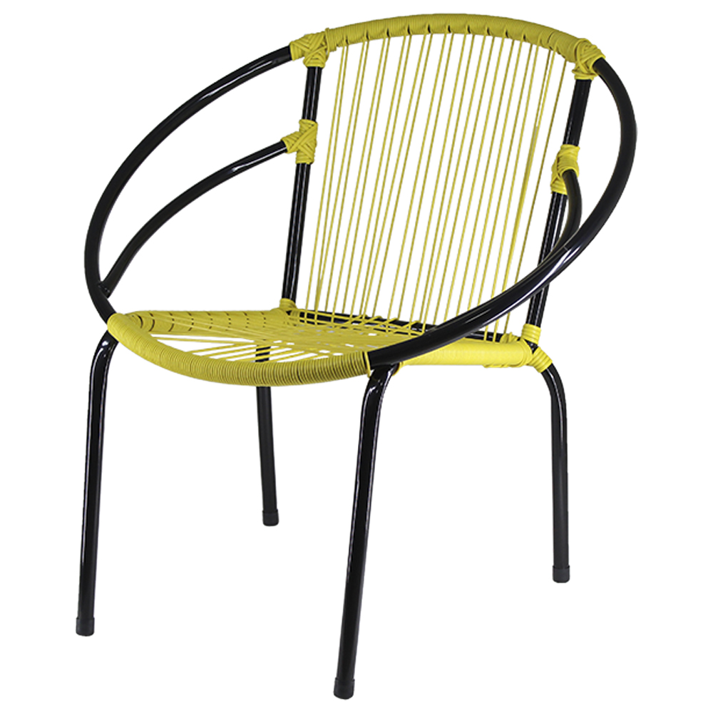 Cadeira De Área Eclipse Famais Em Fibra Sintética E Estrutura De Ferro - Amarelo