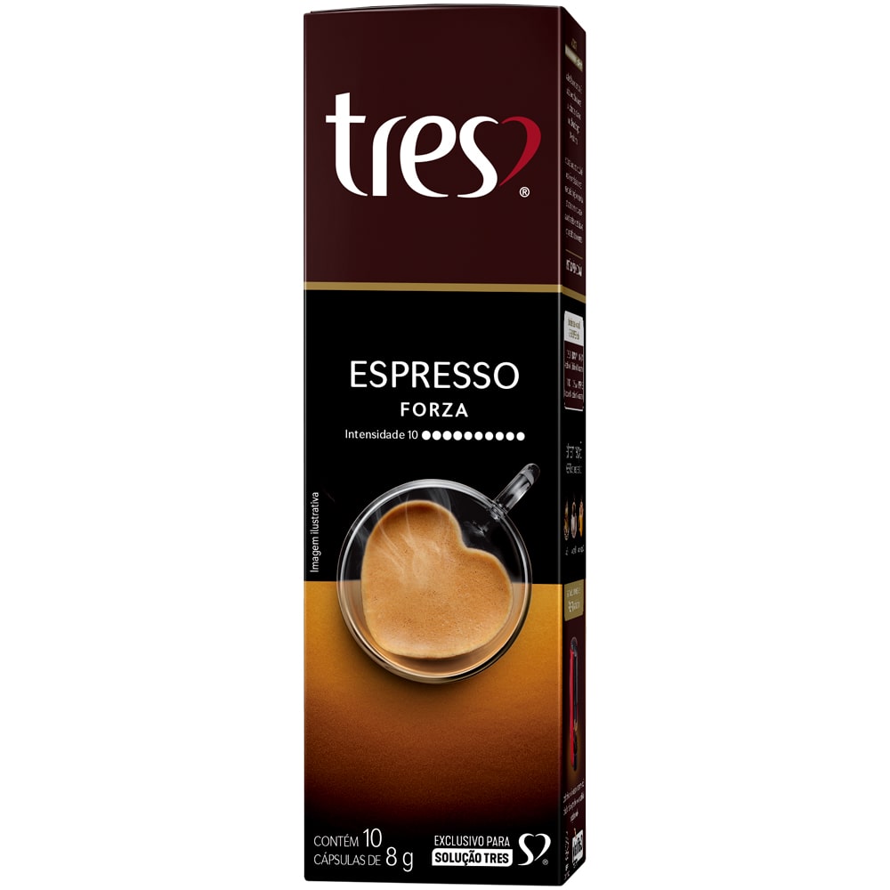 Cápsula De Café Três Corações Espresso Forza 10 Unidades Intensidade 10 - Sem Cor