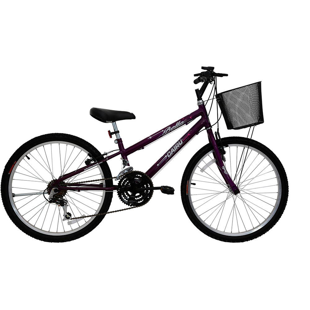 Bicicleta Aro 24 Cairu Bella 21 Marchas Freio V-Brake Em Aço Carbono - Violeta - Violeta
