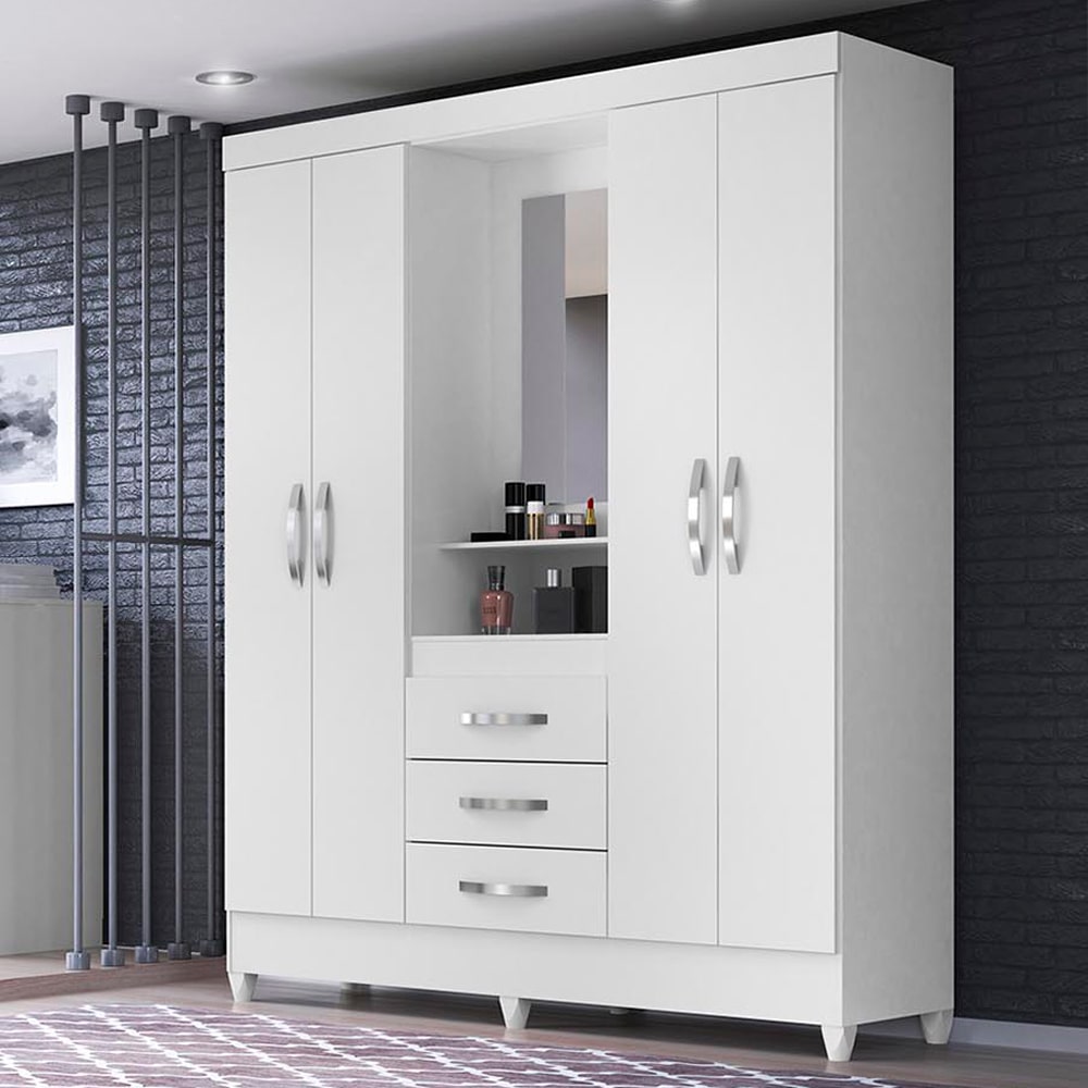 Guarda-Roupa Solteiro 4 Portas Bater 3 Gavetas Capri Moval Roupeiro é boa?