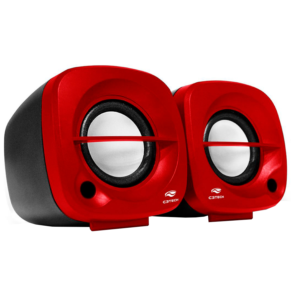 Caixa De Som Portátil C3tech Speaker 2.0 Sp-303 3W Usb - Vermelho - Vermelho - Bivolt