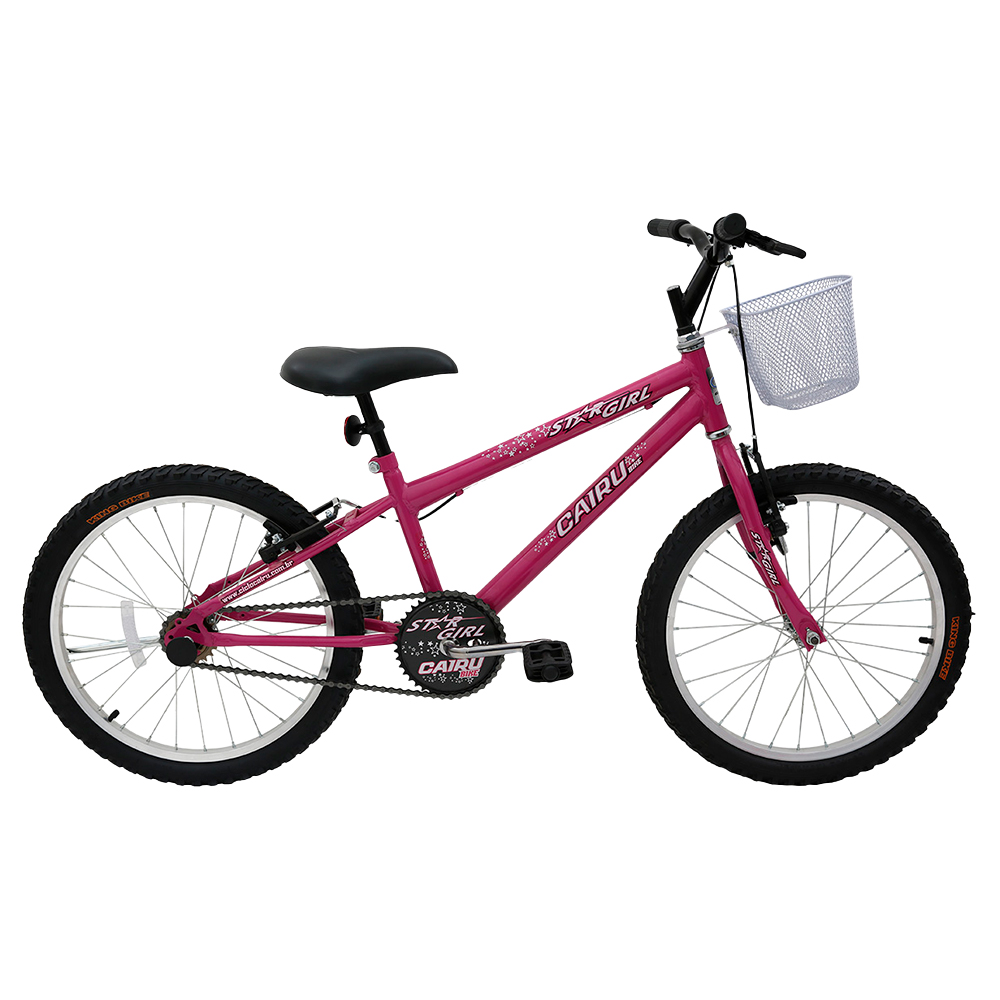 Bicicleta Infantil Aro 20 Cairu Star Girl Freio V-Brake Cestinha - Rosa/Pink