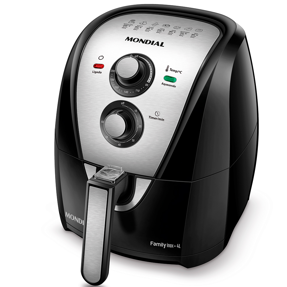 Fritadeira Elétrica Air Fryer Mondial Family Afn-40 4L Com Timer - Preto/Inox - 110 Volts