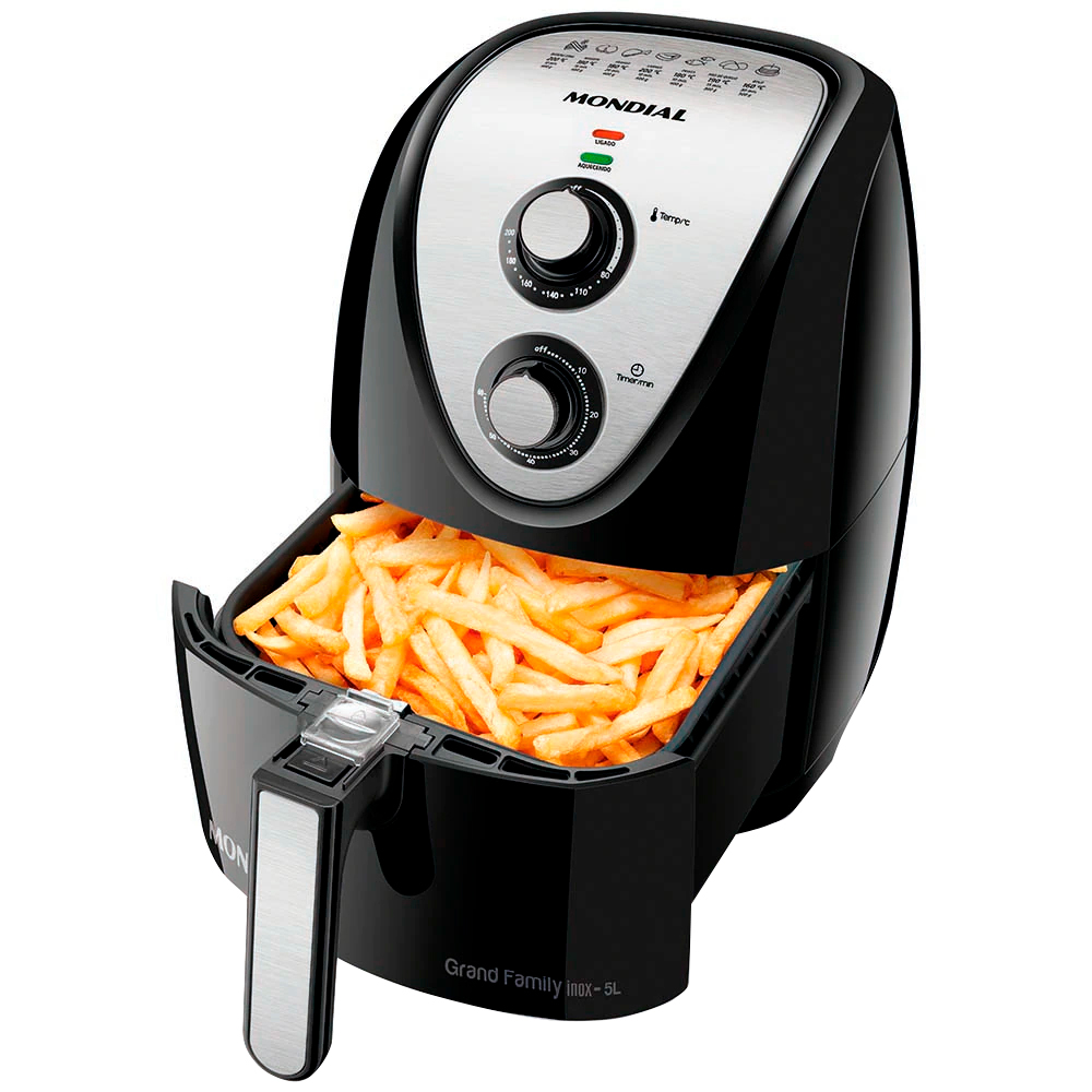 Fritadeira Elétrica Air Fryer Mondial 5L Vermelho/Inox