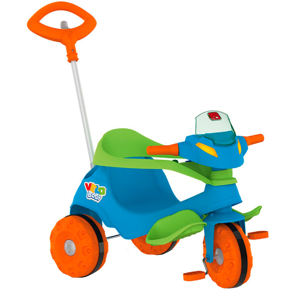 Triciclo Infantil Bandeirante Velobaby De Pedal Com Empurrador - Azul