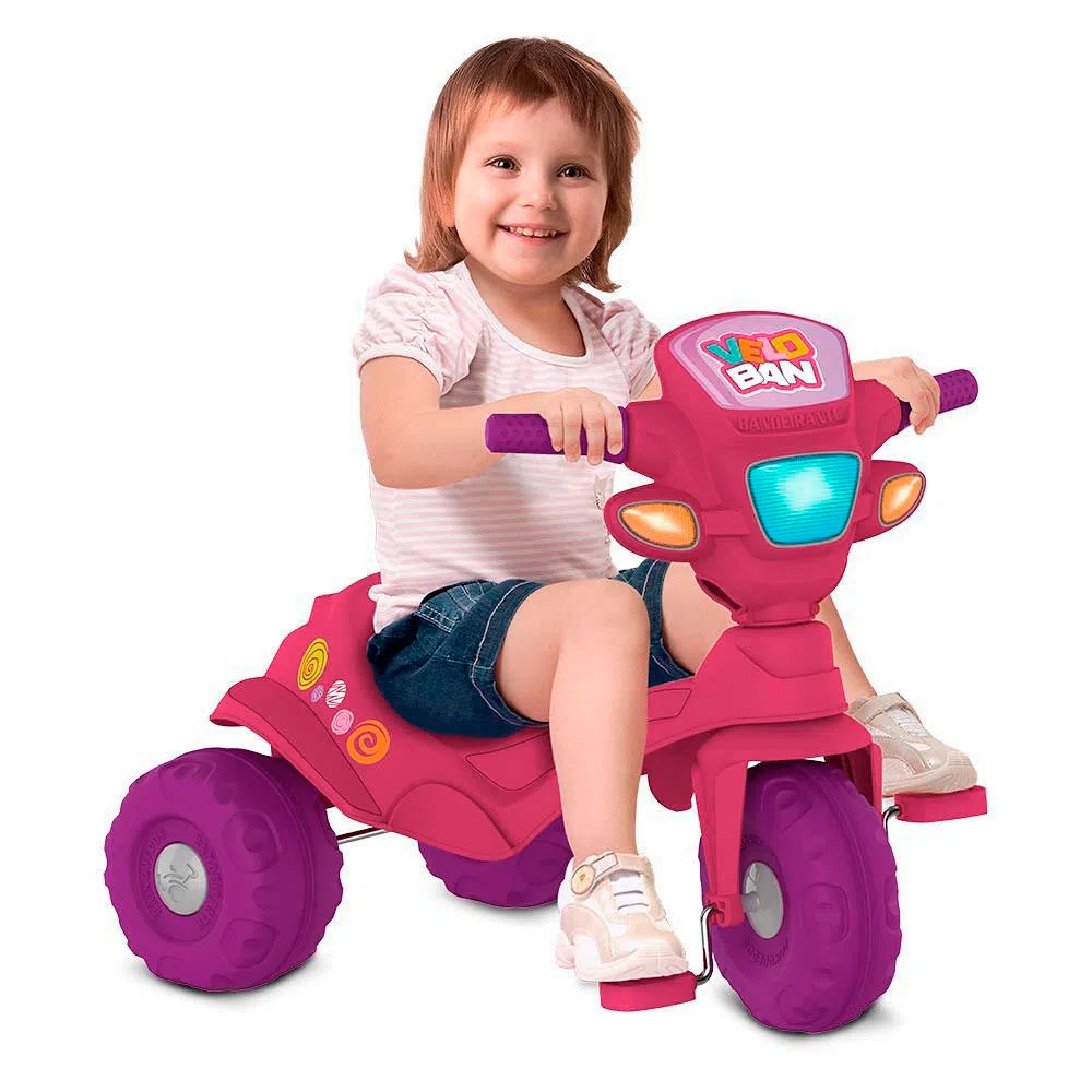 Triciclo Infantil Bandeirante Velobaby de Pedal com Empurrador