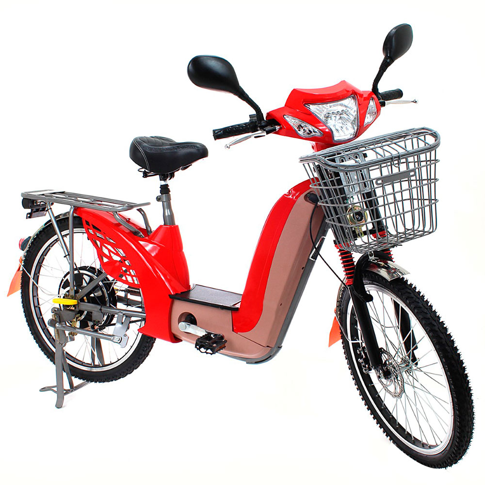 Bicicleta Elétrica Aro 24 Sousa Bike 350W Freio A Disco Com Acelerador - Vermelho - Bivolt