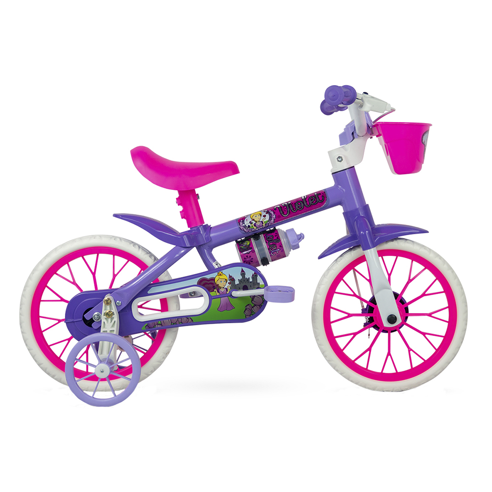 Cesta De Bicicleta Infantil SVNR - Vime Roxo E Rosa 19x16x13cm