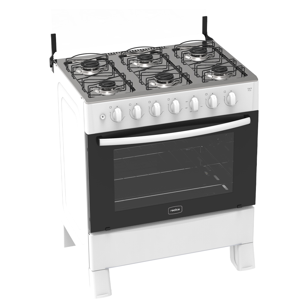 Fogão Realce 6 Bocas Hera Plus Automático Mesa de Inox Forno 94L
