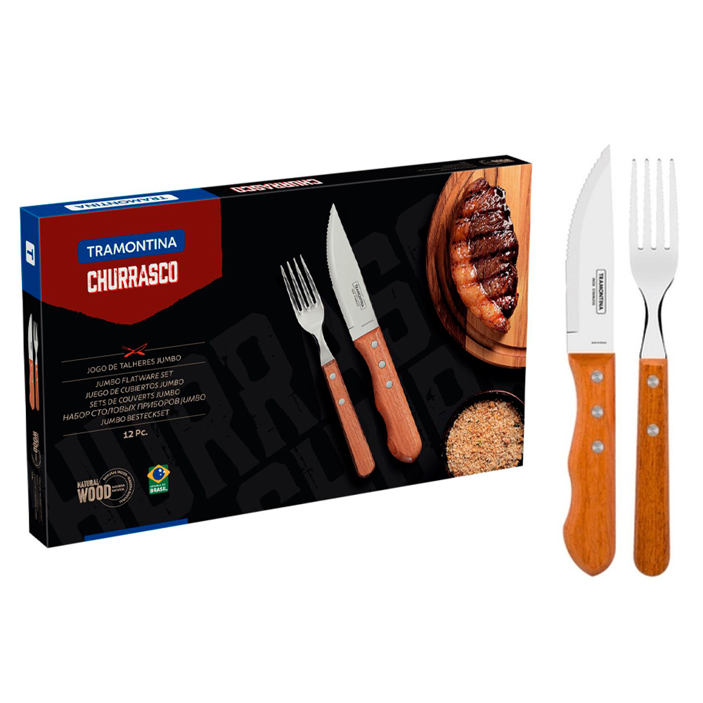 Jogo De Churrasco 12 Peças Tramontina Inox Jumbo