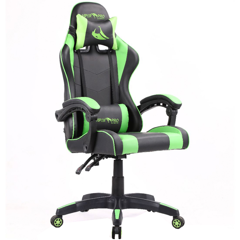 Cadeira Gamer Viper Pro Naja Giratória Com Encosto Reclinável - Preto/Verde
