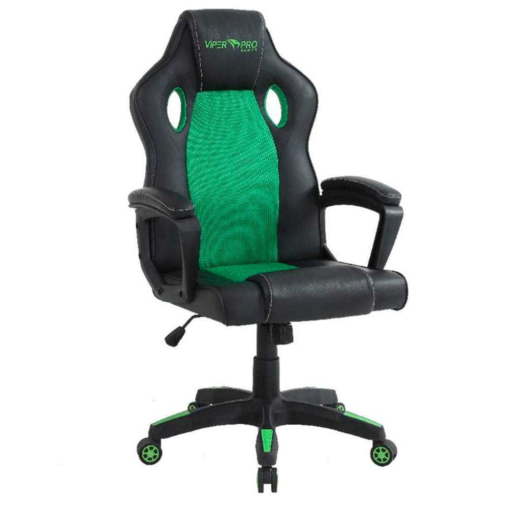 Cadeira Gamer Viper Pro Python Giratória Com Encosto Reclinável - Preto/Verde