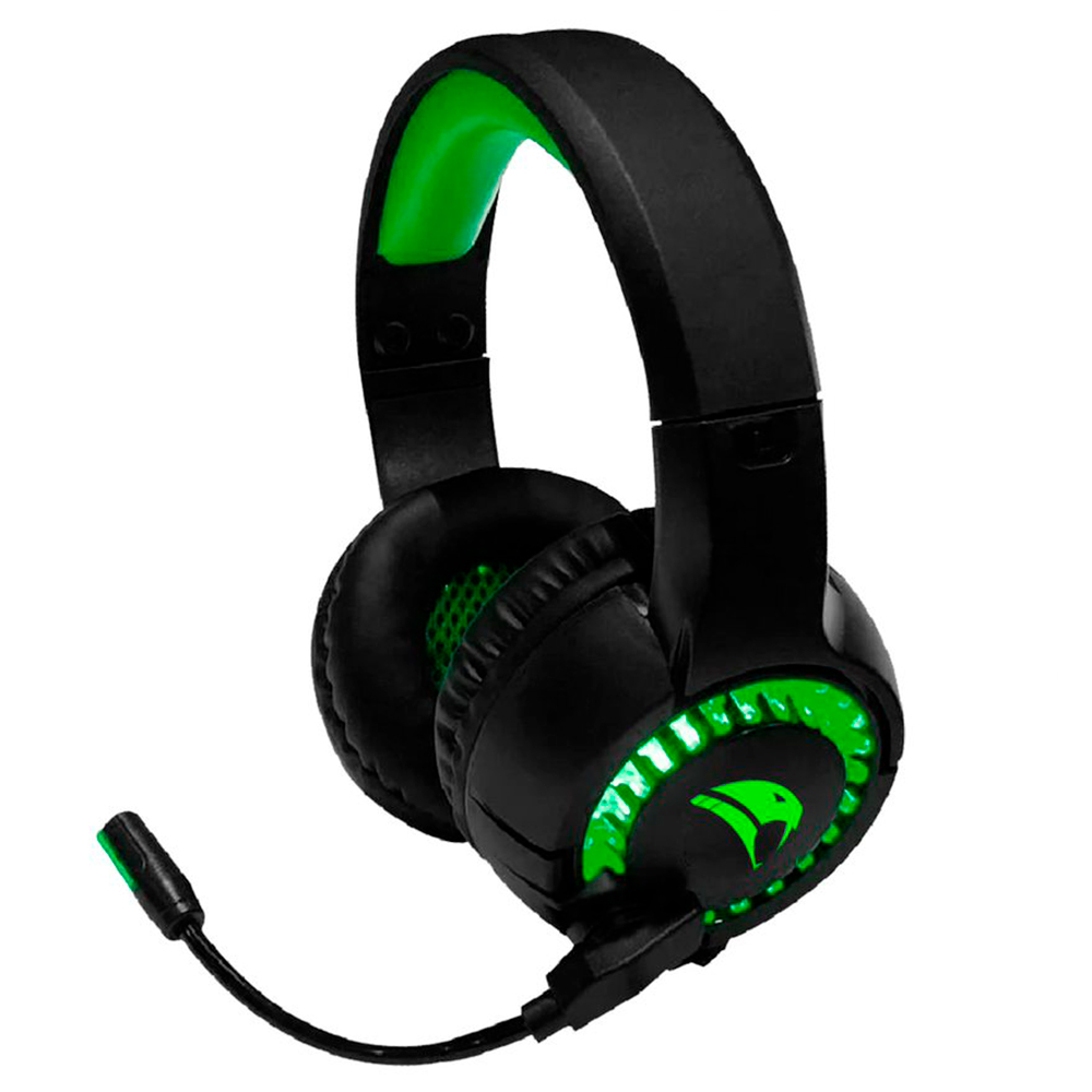 Headset Gamer Viper Pro Phyton Com Led Fixo Com Microfone Omnidirecional - Preto/Verde - Bivolt