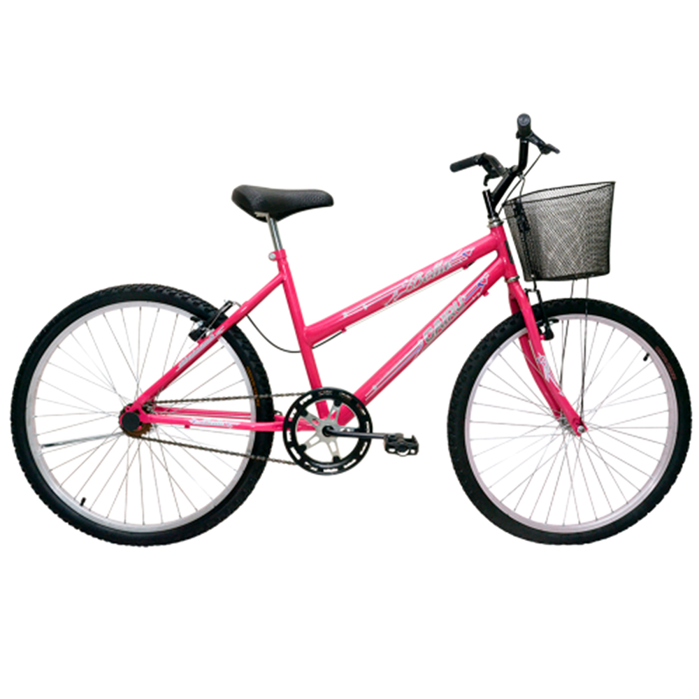 Bicicleta Aro 24 Cairu Bella Freio V-Brake Com Cestinha Em Aço Carbono - Rosa