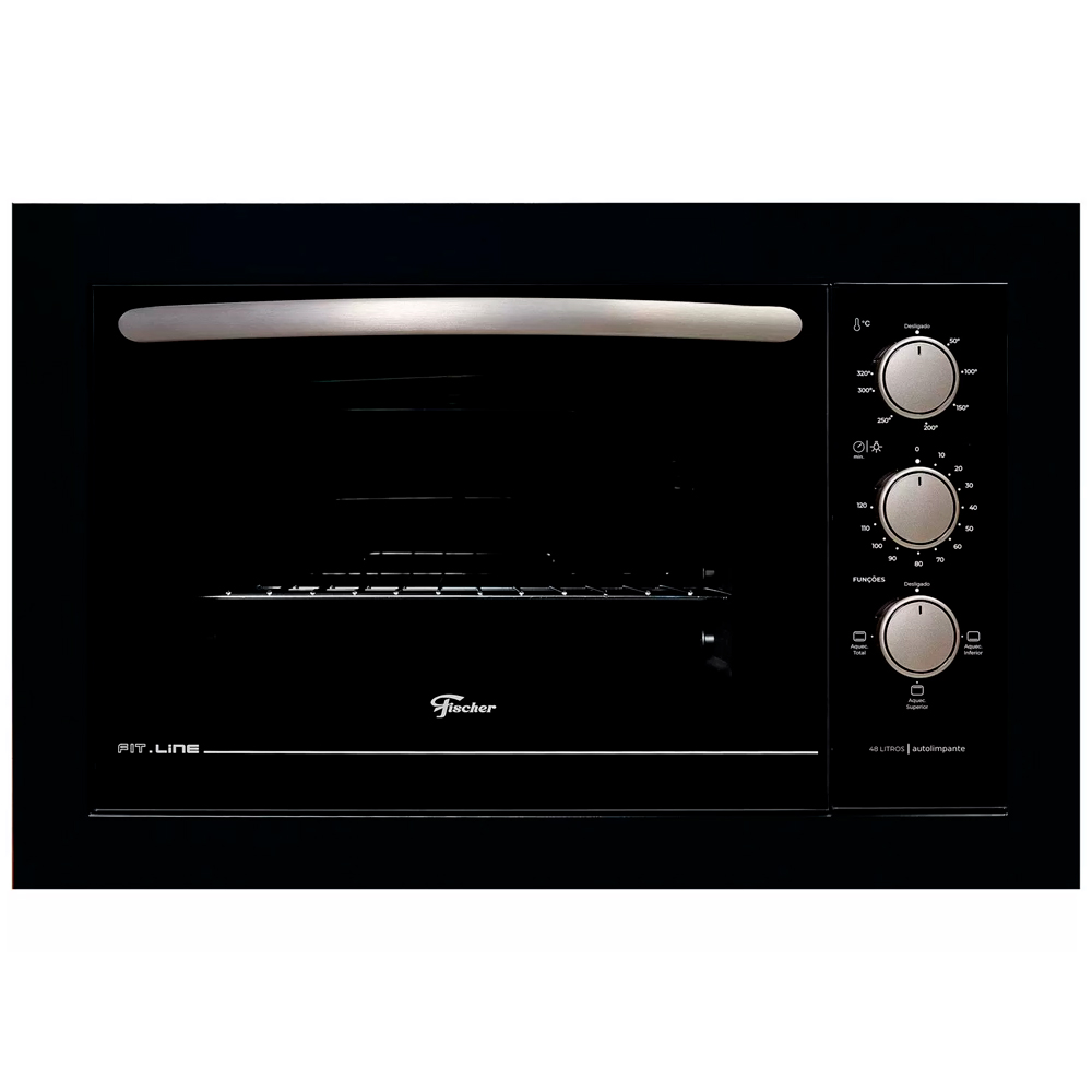 Forno Elétrico De Embutir 48L Fischer Fit Line Com Timer 1775W - Preto - 110 Volts