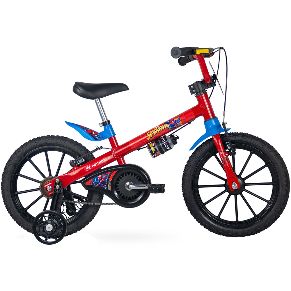 Bicicleta Infantil Aro 16 Nathor Spider Man Freio V-Brake 1 Marcha - Vermelho/Azul