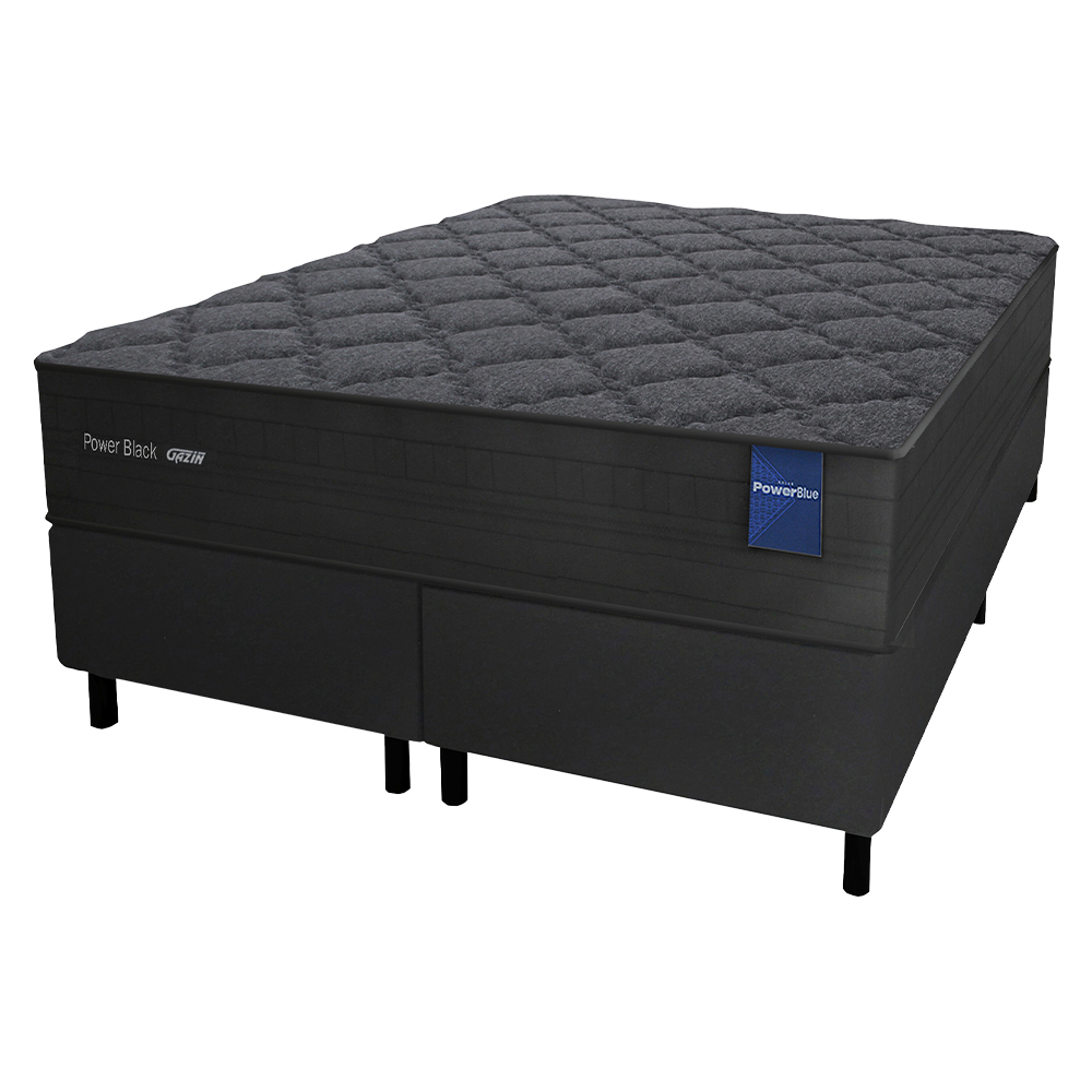 Colchão Cama Box Gazin Molas Powerblue Queen Size Power Black 158X198 - Preto