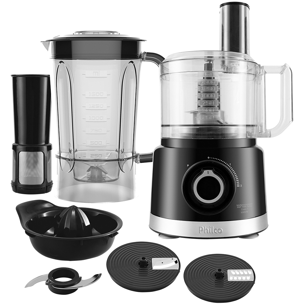 Multiprocessador Philco 5 Em 1 Turbo Pmp1500p 2 Velocidades 1000W - Preto - 110 Volts