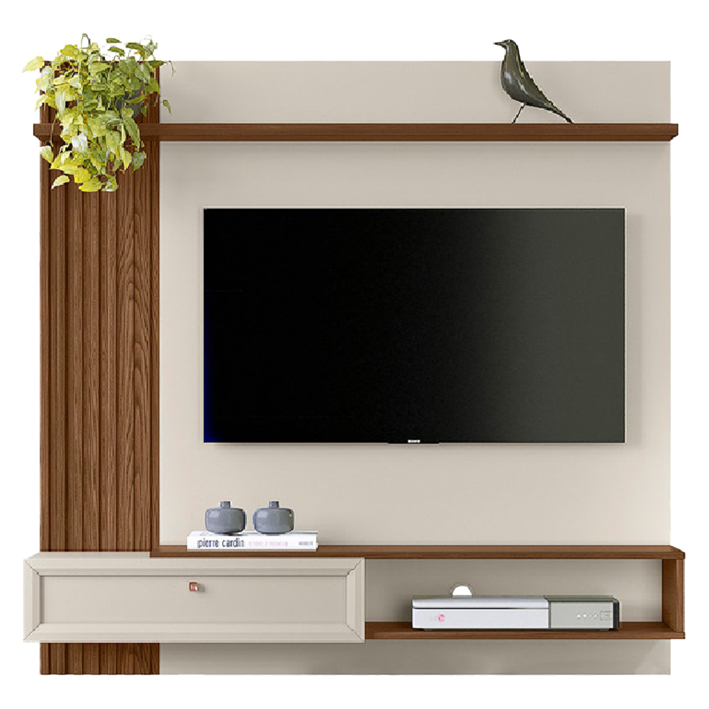 Painel Para Tv Até 55” 1 Porta Basculante Alvorada Linea Brasil - Freijo/Off White