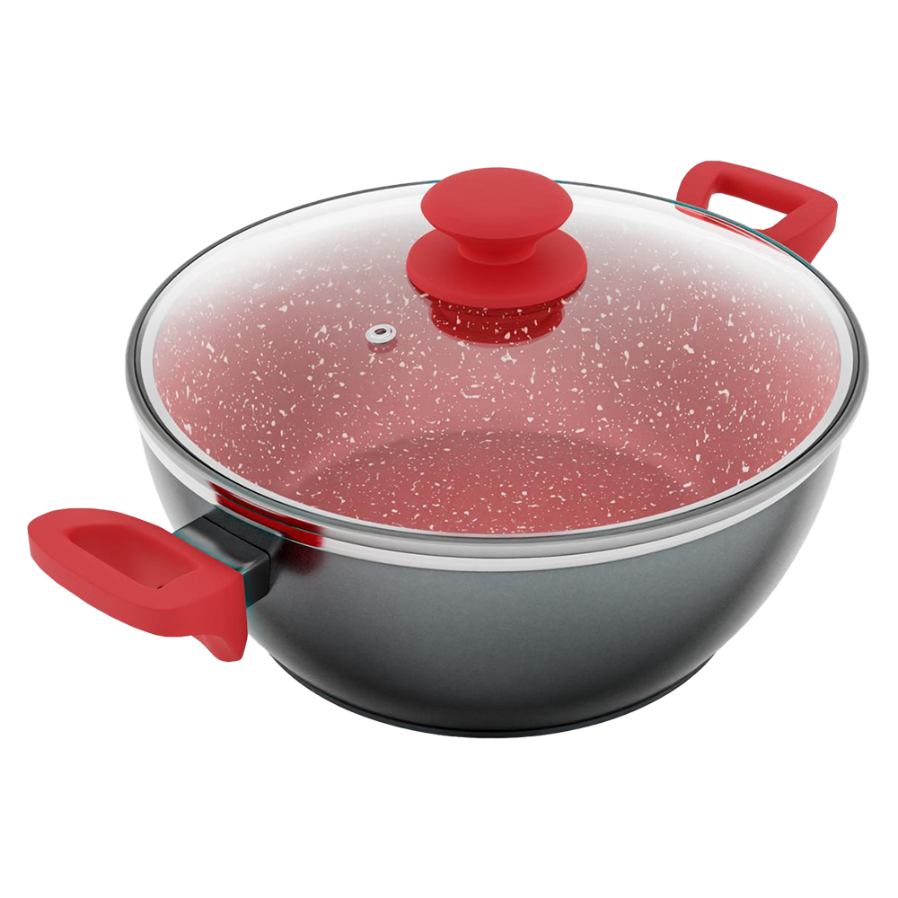 Panela Avulsa Philco 4,6L Com Revestimento Redstone Tampa De Vidro Ppn24a - Cinza/Vermelho