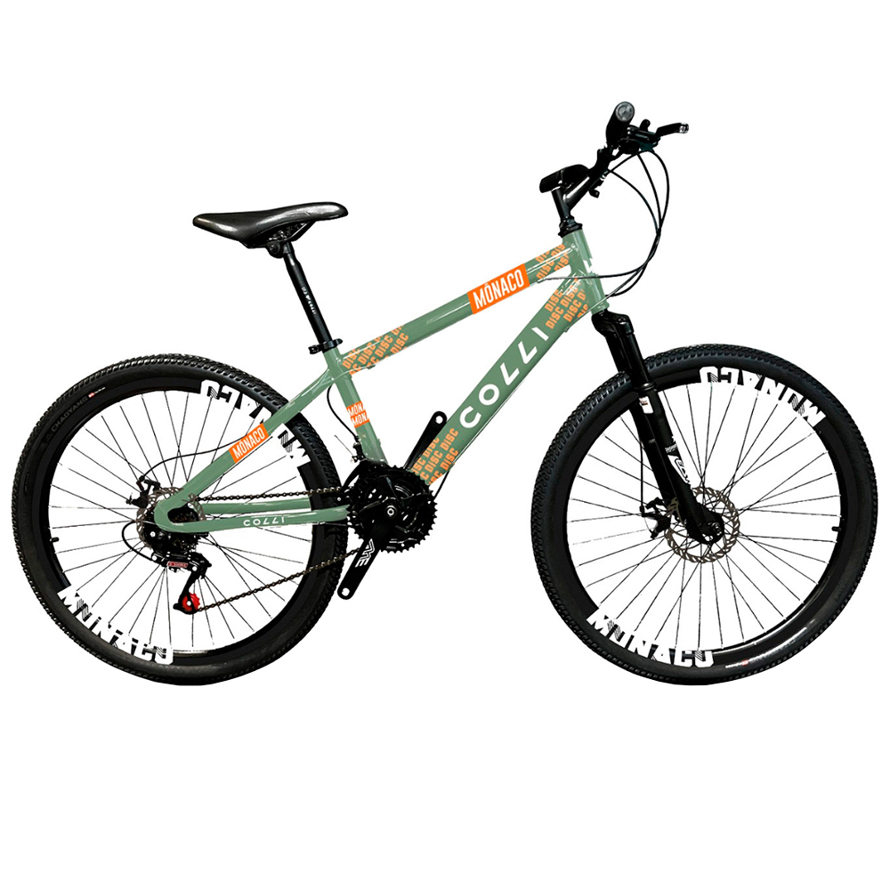 Bicicleta Aro 26 Colli Monaco 21 Marchas Freio A Disco - Verde Militar