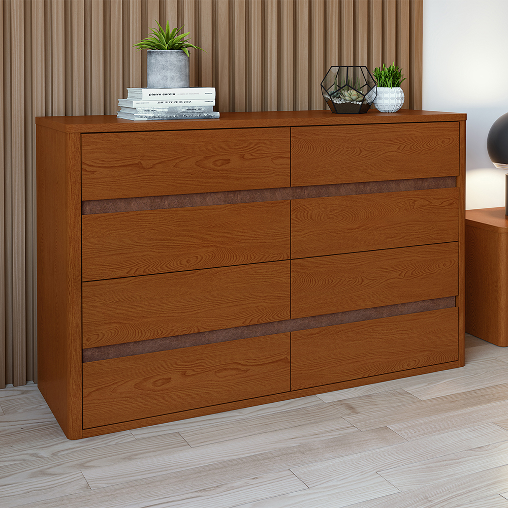 Cômoda 8 Gavetas MDP MDF Corrediças Telescópicas Leder Lopas