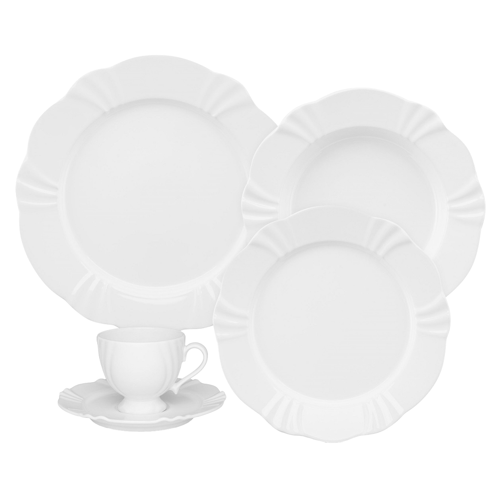 Conjunto De Jantar 20 Peças Em Porcelana Soleil White Oxford