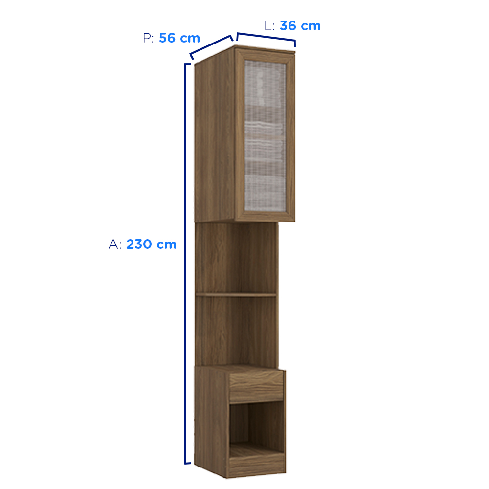 Módulo Lateral Ágata 36cm 1 Porta 1 Gaveta Mdp Kappesberg - Nogueira