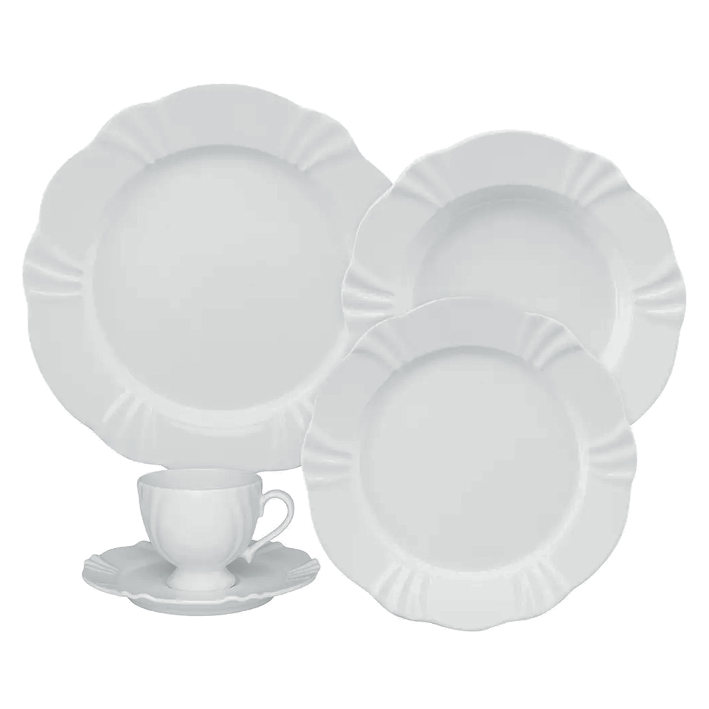 Aparelho De Jantar 30 Peças Em Porcelana Soleil White Oxford