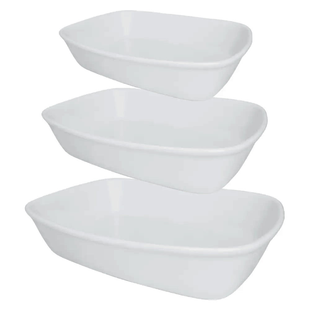 Conjunto Travessa Refratária Oxford 3 Peças Porcelana Bake