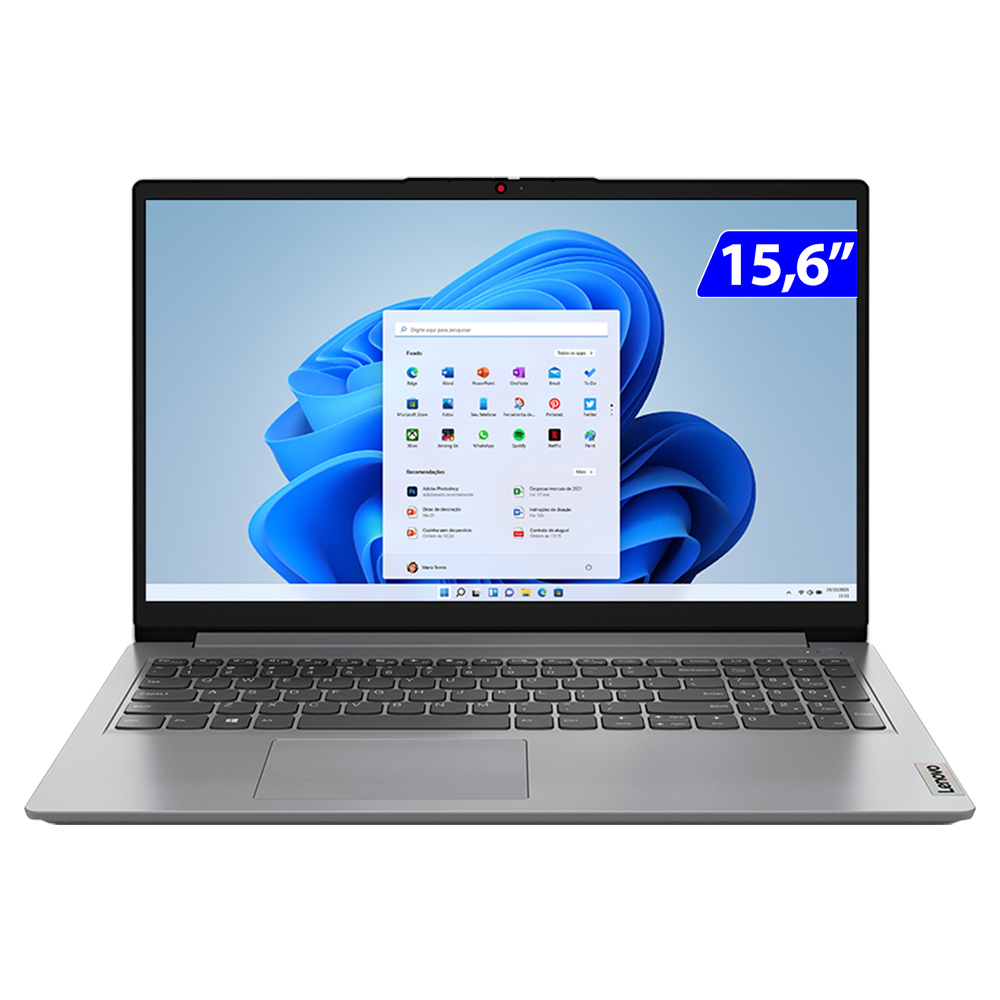 Notebook Lenovo Ideapad 1I Intel Celeron W11 4Gb 128Gb 15.6" 82Qh0007br - Cinza - Bivolt