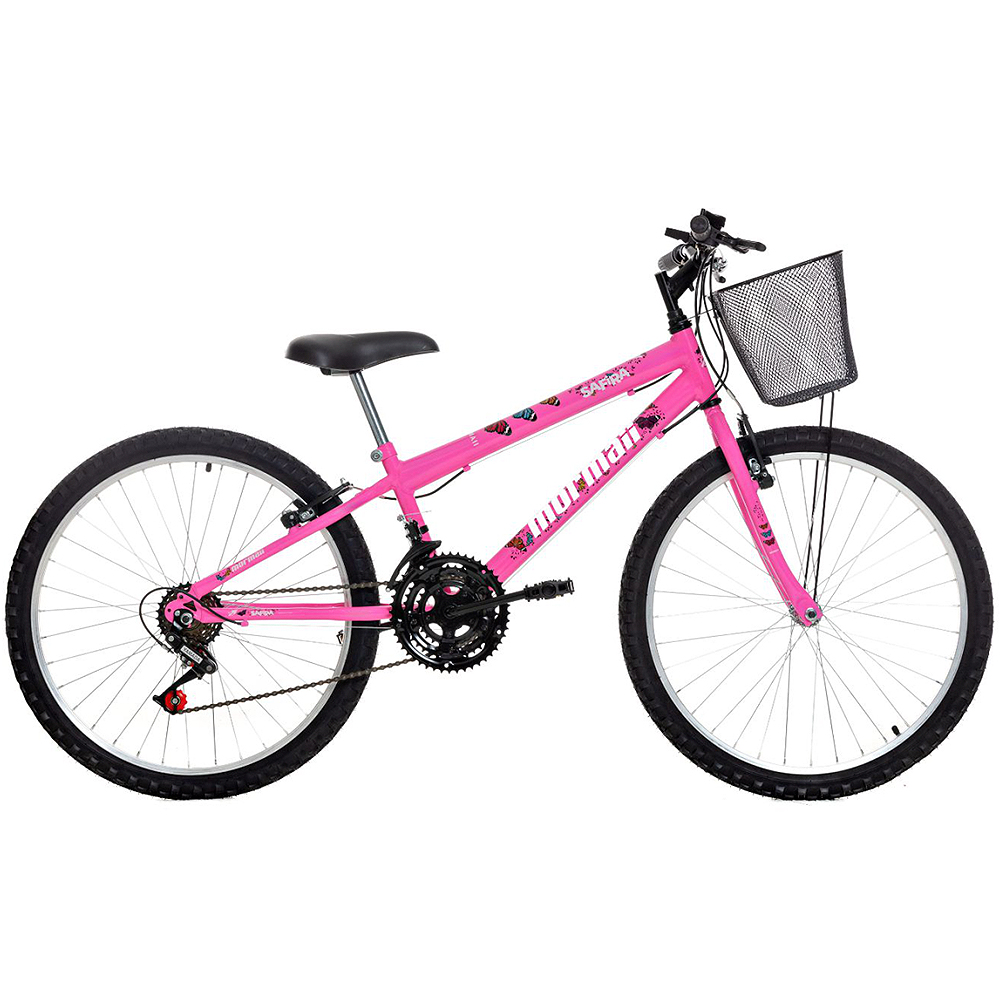 Bicicleta Aro 24 Mormaii Safira 18 Marchas Freio V-Brake Cesta - Rosa