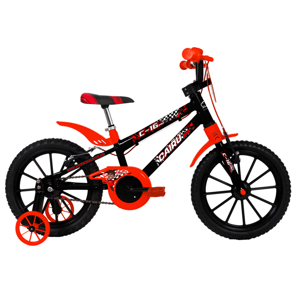 Bicicleta Infantil Aro 16 Cairu C-16 Pro Freio V-Brake - Preto/Vermelho