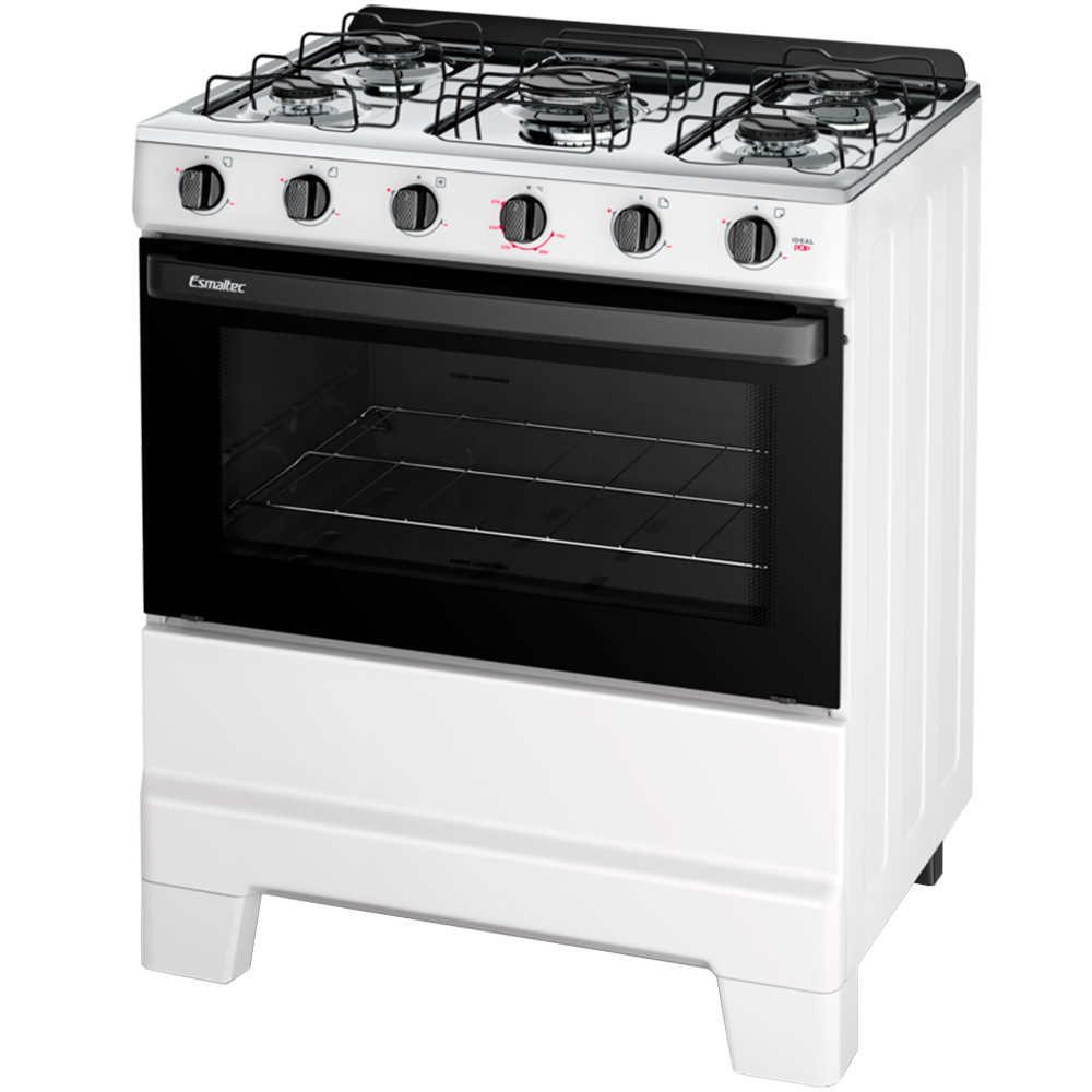 Fogão Esmaltec Ideal Pop 5 Bocas Manual Mesa Aço Inox - Branco