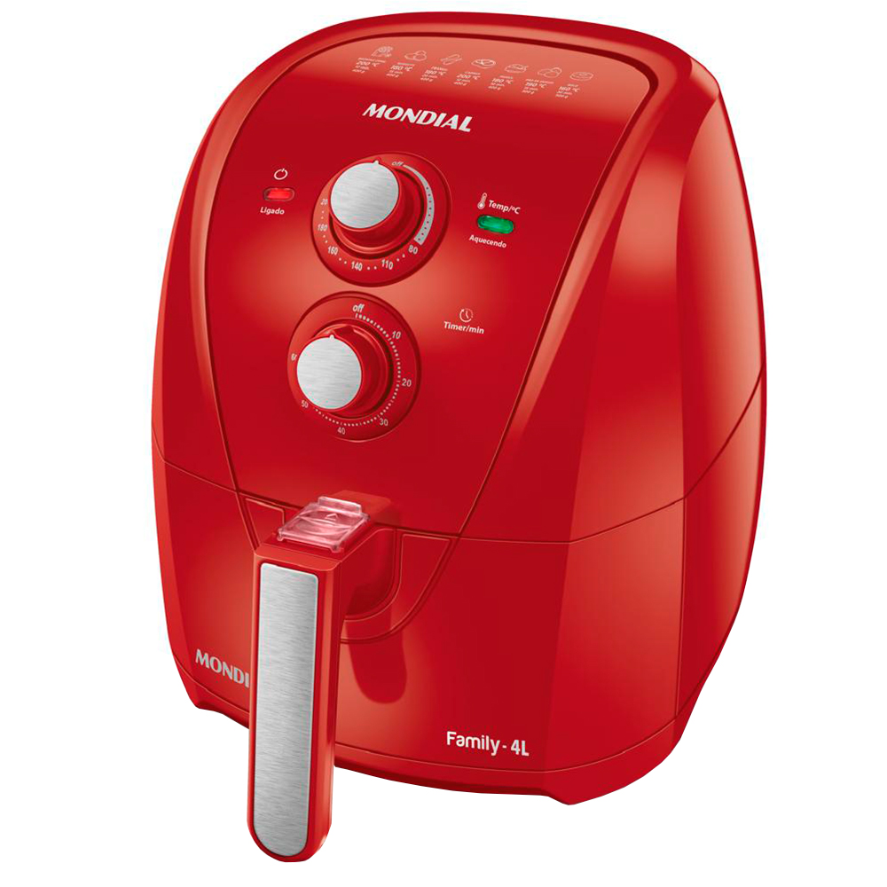 Fritadeira Elétrica Air Fryer Mondial Family Afn-40 4L Com Timer - Vermelho - 110 Volts