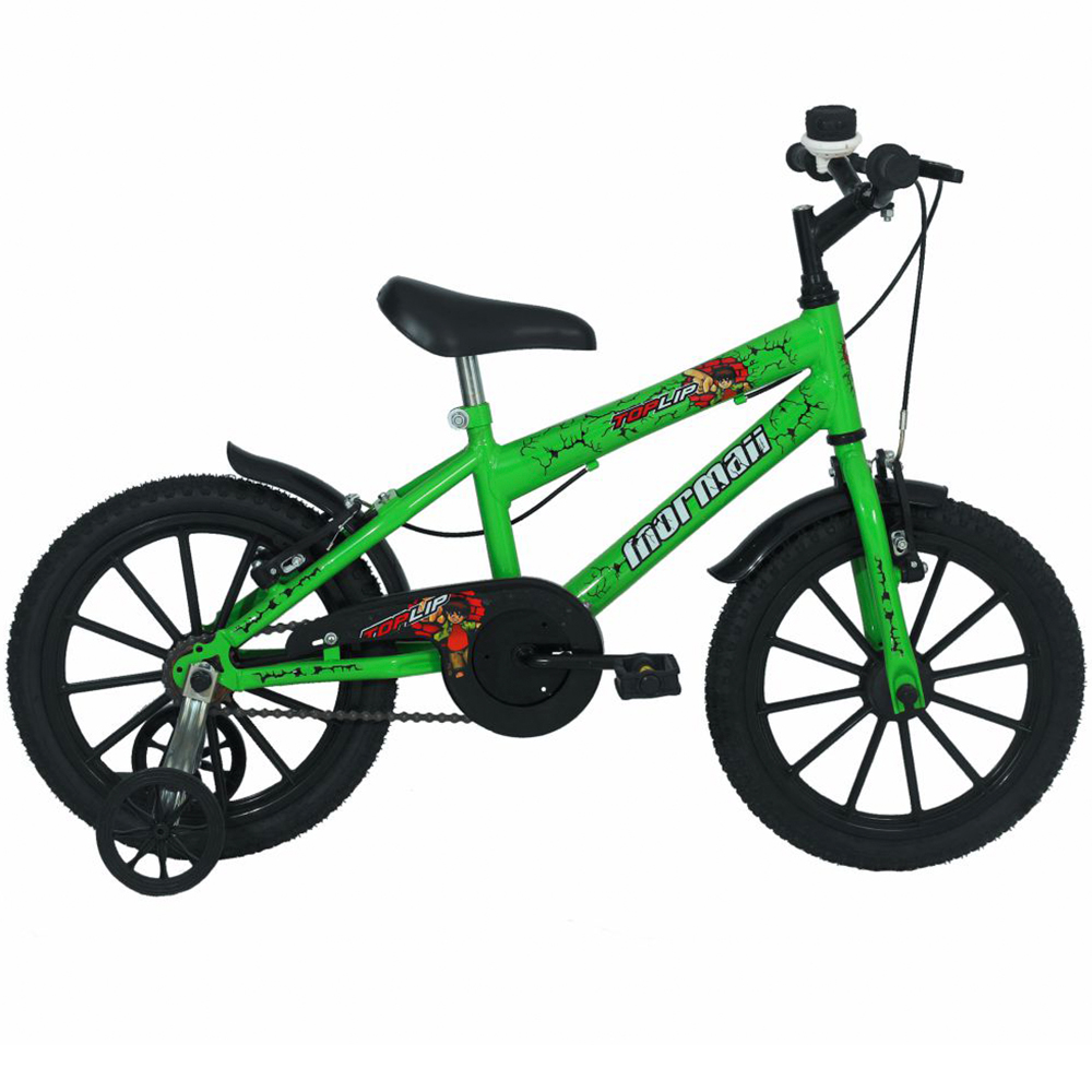 Bicicleta Infantil Aro 16 Mormaii Top Lip V-Brake 1 Marcha - Verde