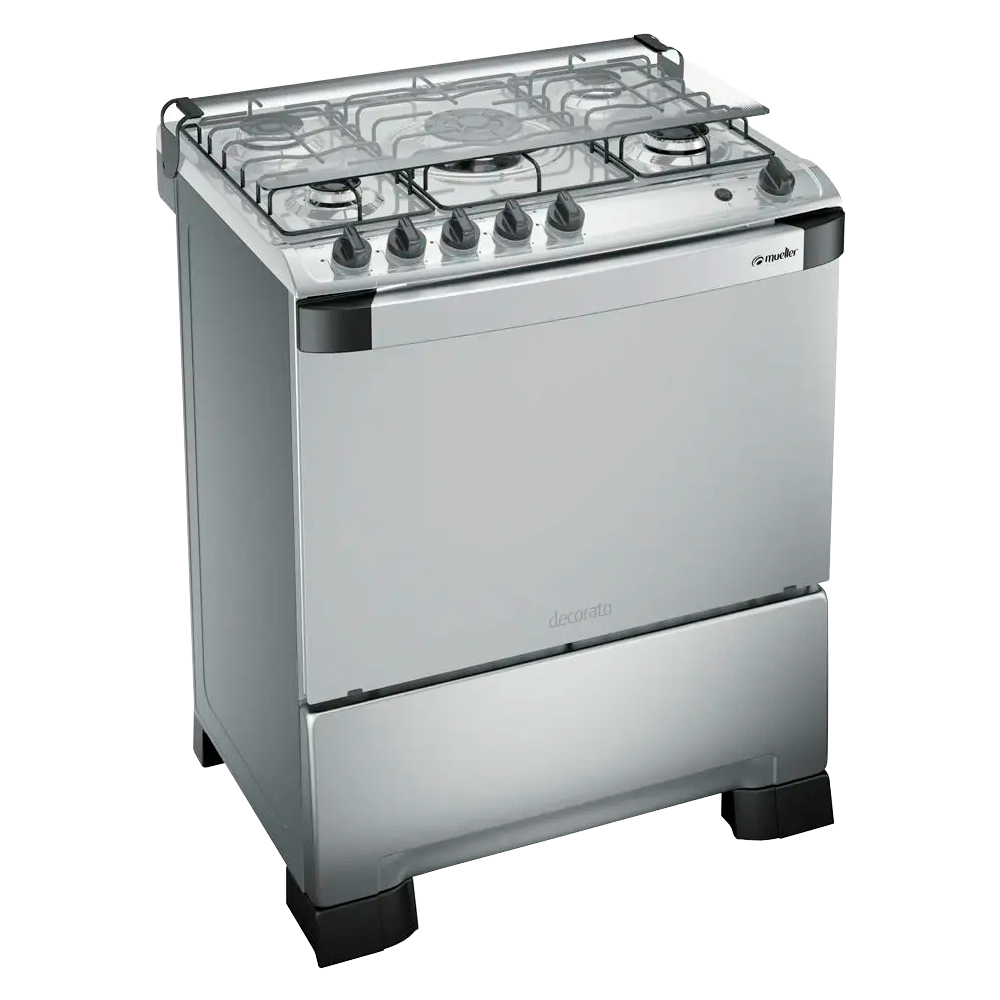 Fogão Mueller Decorato 5 Bocas Automático Tripla Chama Forno 98L - Inox - Bivolt