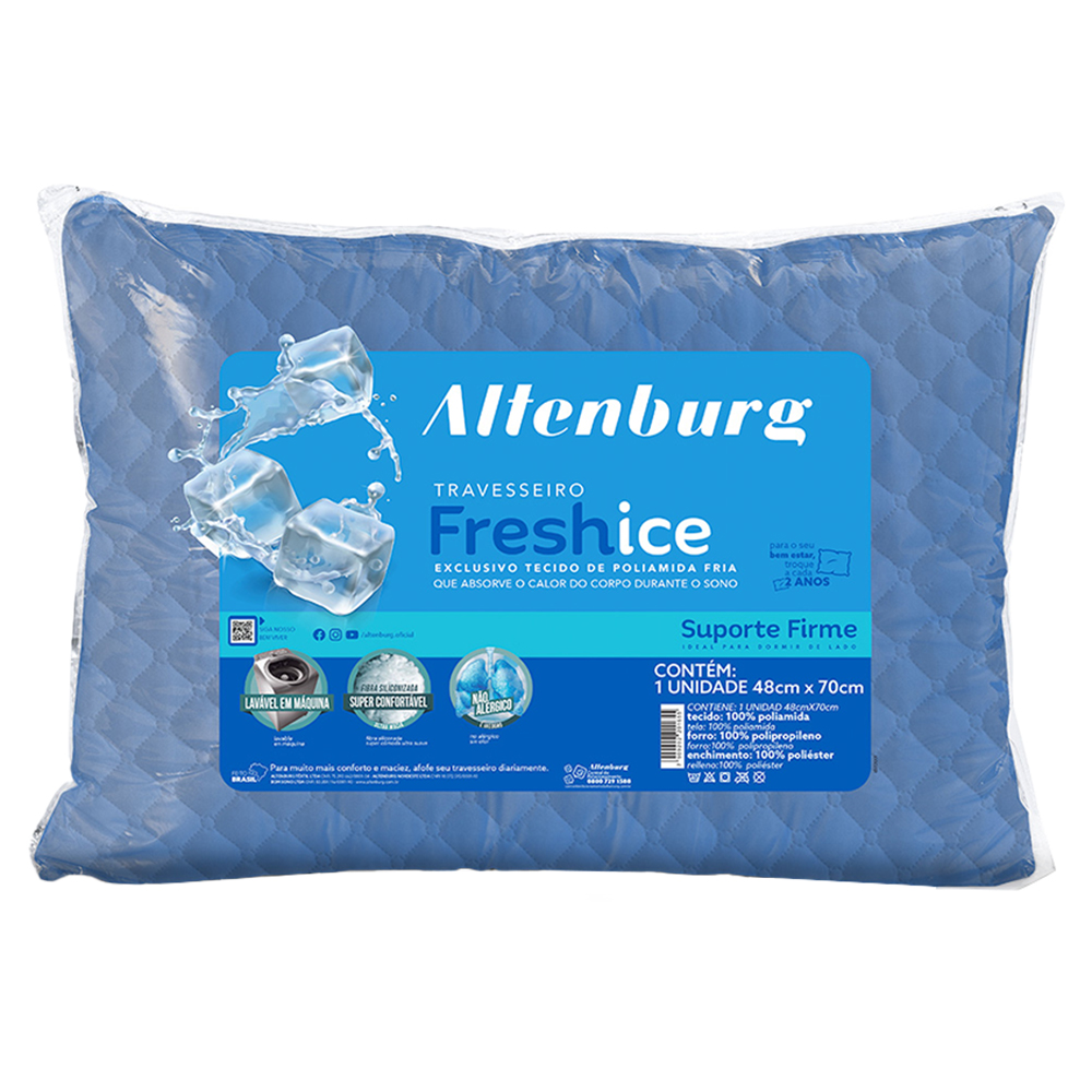 Travesseiro Altenburg Metelassado Suporte Firme Fresh Ice - Azul