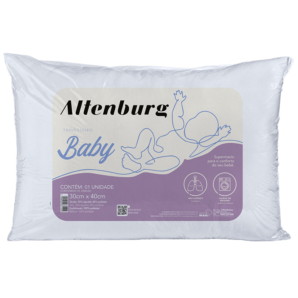 Travesseiro Infantil Altenburg Poliéster Suporte Super Macio Baby - Branco