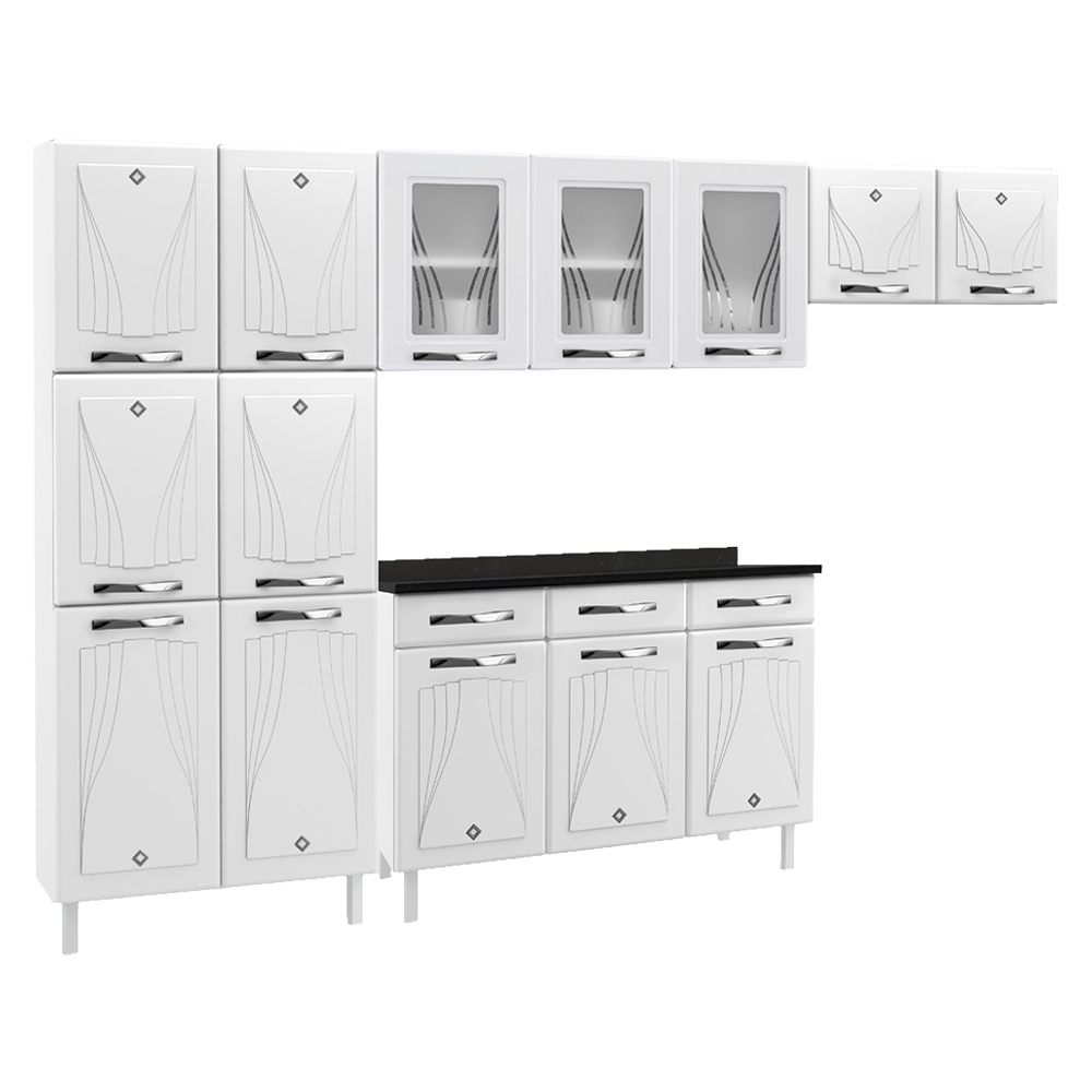 Cozinha Modulada 4 Peças 14 Portas 2 Gavetas Star Telasul - Branco