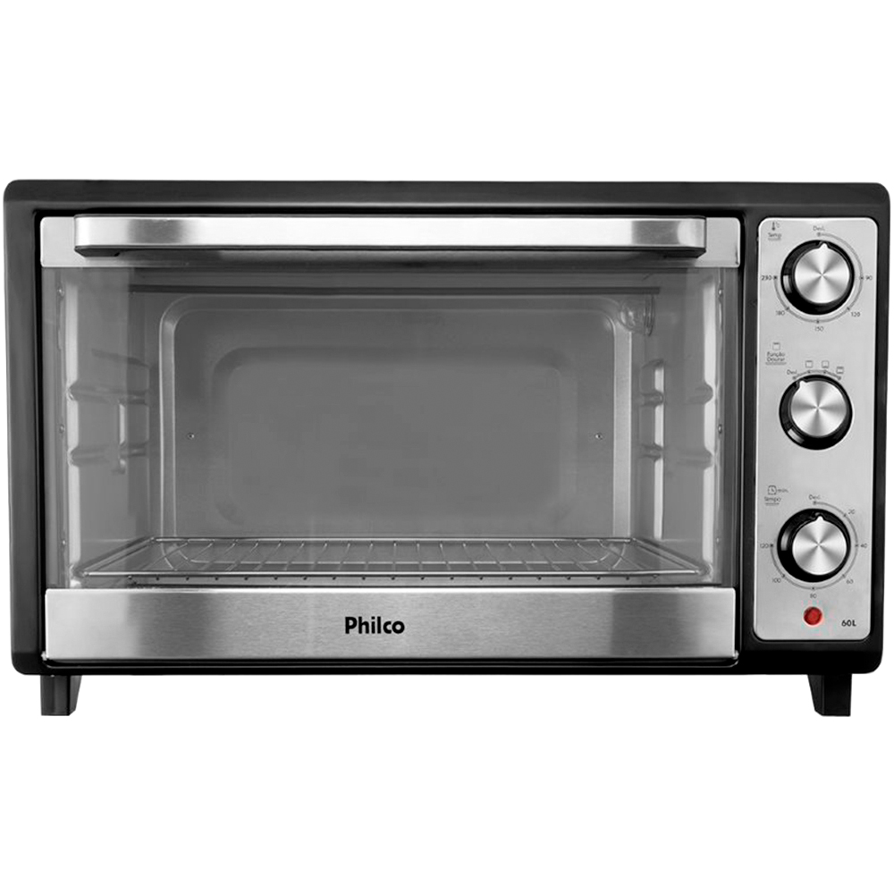 Forno Elétrico De Bancada 60L Com Timer E Grelha Em Aço Philco Pfe60i - Prata/Preto - 220 Volts