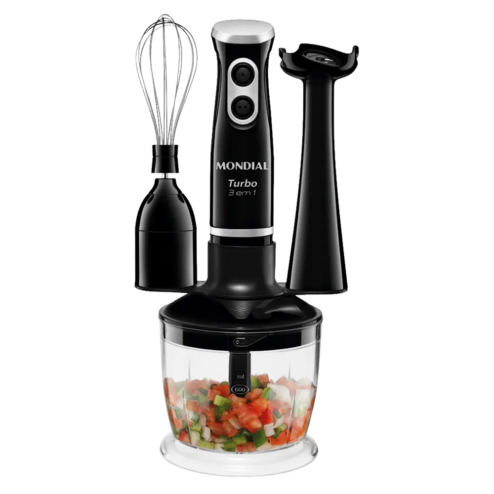 Mixer Mondial M-14 3 Em 1 Lâmina Em Aço Inox 600ml 350W - Preto - 220 Volts