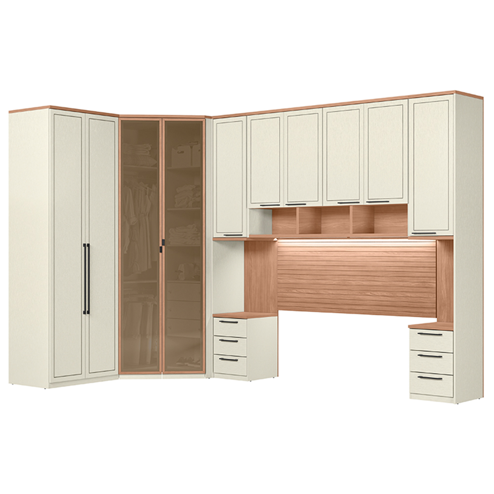 Quarto Modular Doce Vida Santos Andira 6 Peças - Areia/Wood