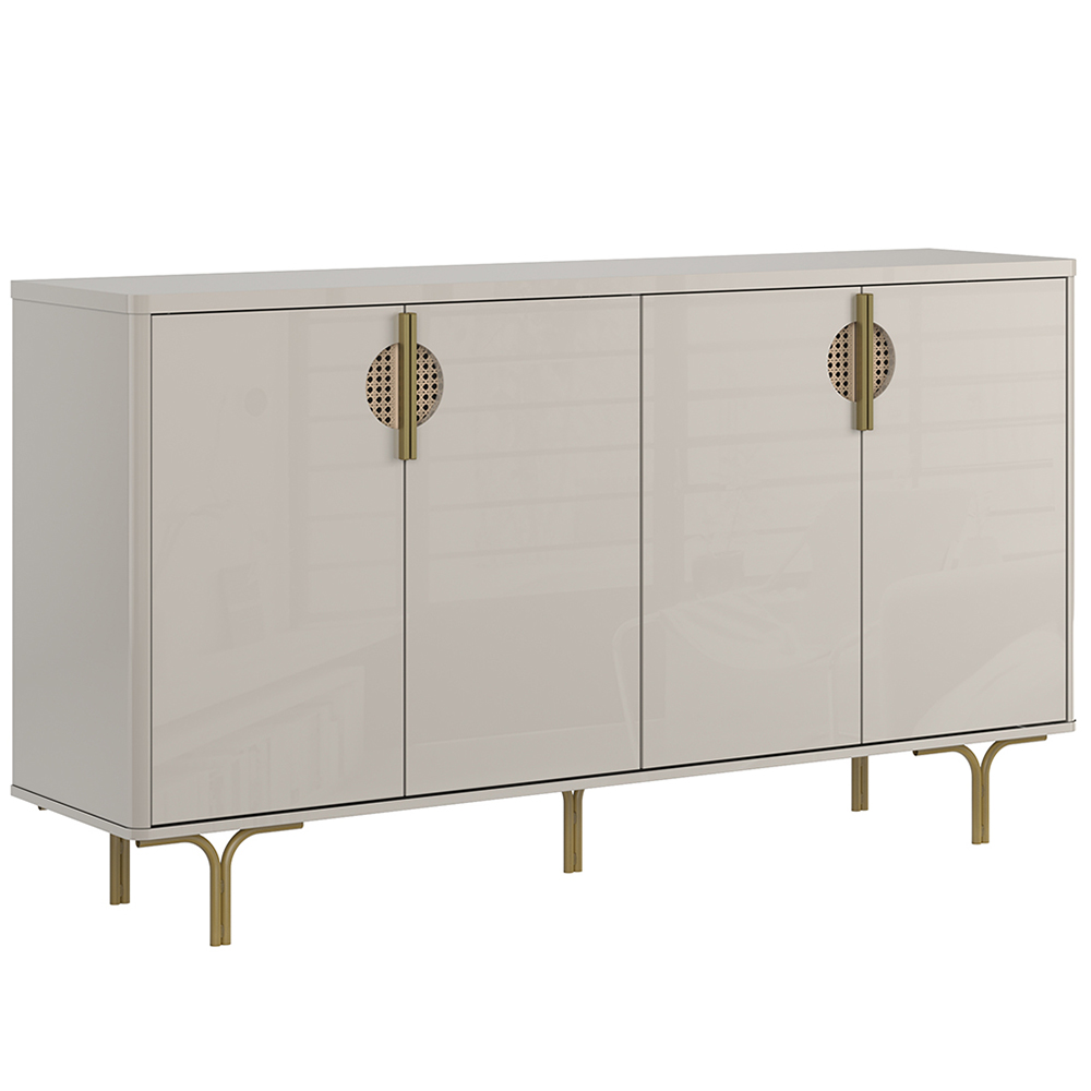 Buffet 4 Portas 2 Prateleiras Internas Mdf Marsala Lukaliam - Off White
