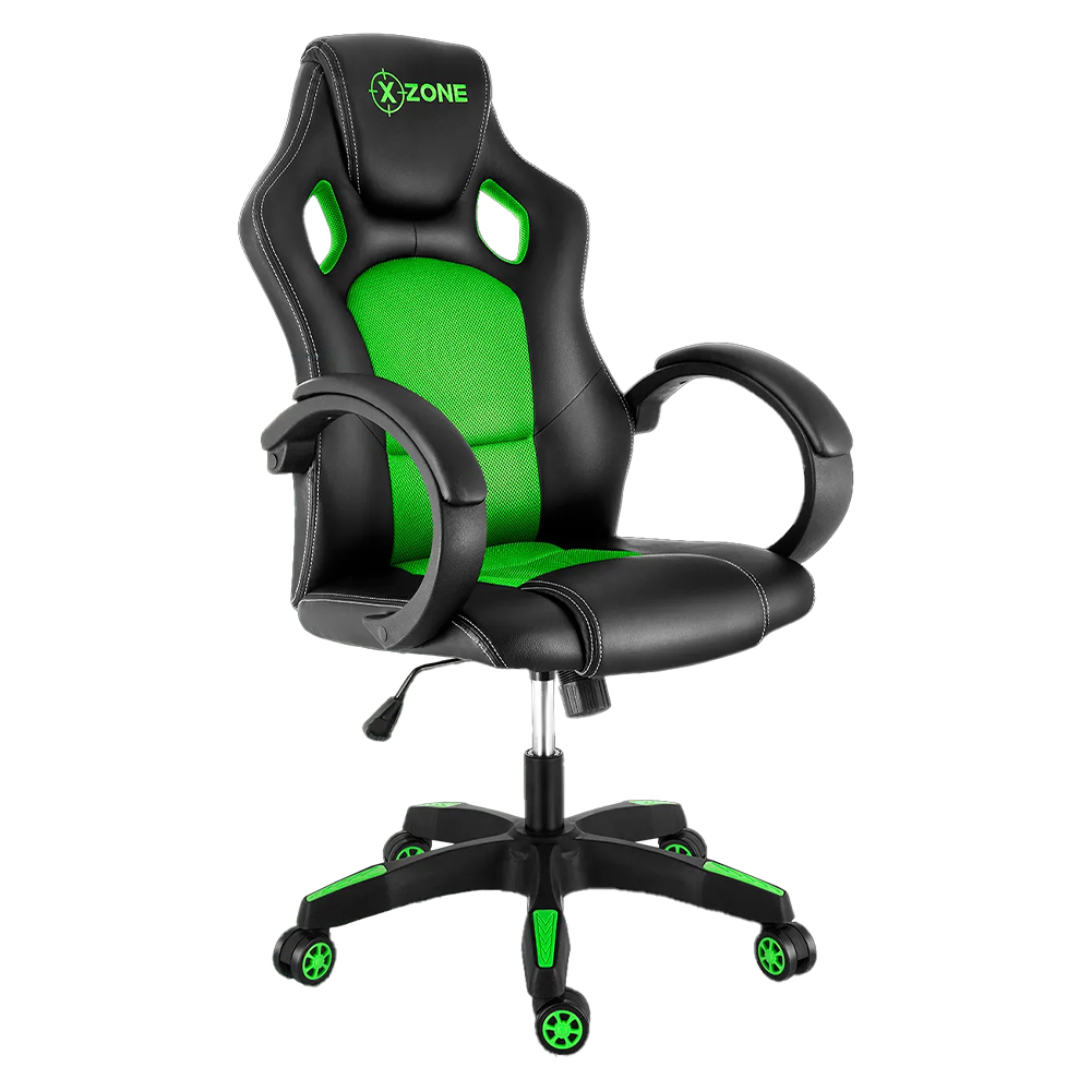 Cadeira Gamer Xzone Cgr-02 Apoio De Braço Giratória Até 135Kg - Preto/Verde